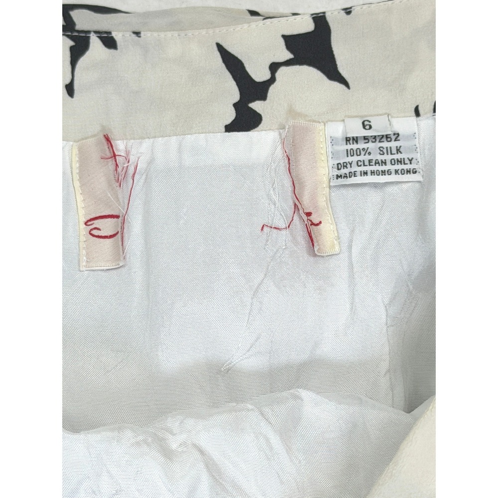 Oscar de la Renta Silk Strapless Floral Maxi Dress Scarf 6 Black White Vintage - Picture 7 of 15